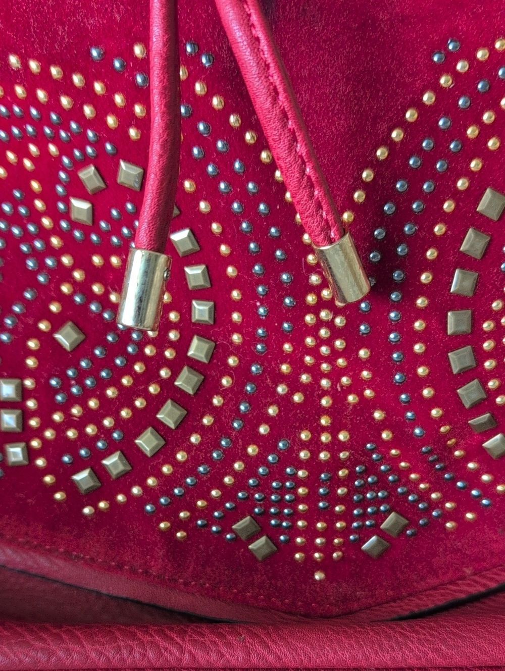 NWT Mellow World Vegan Embellished Stud Drawstring Backpack Bag - Picture 2 of 12